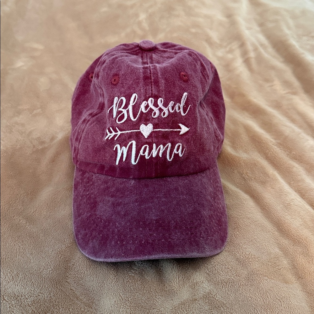 Blessed Mama Burgundy Cap